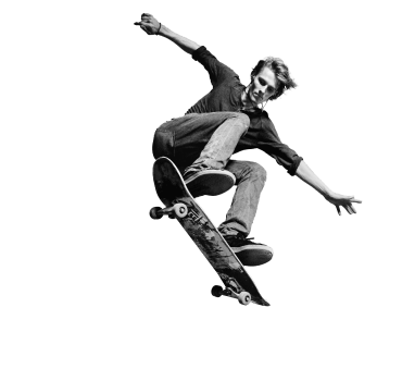Skater jumping out of mobile screen